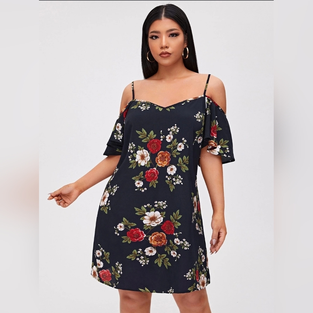 Flower off shoulder dress
